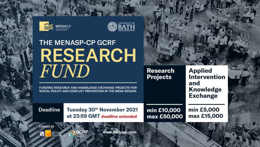 Important update on the MENASP-CP GCRF Research Fund – new deadline (30th November) and new Table B budget template