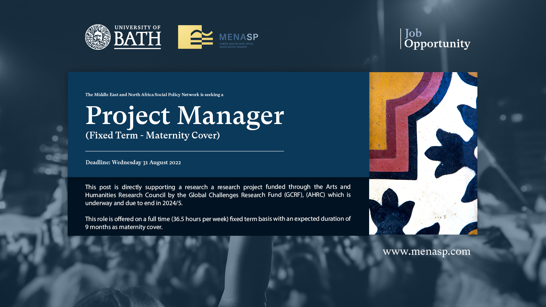Job Opportunity: MENASP Project Manager (Maternity Cover)