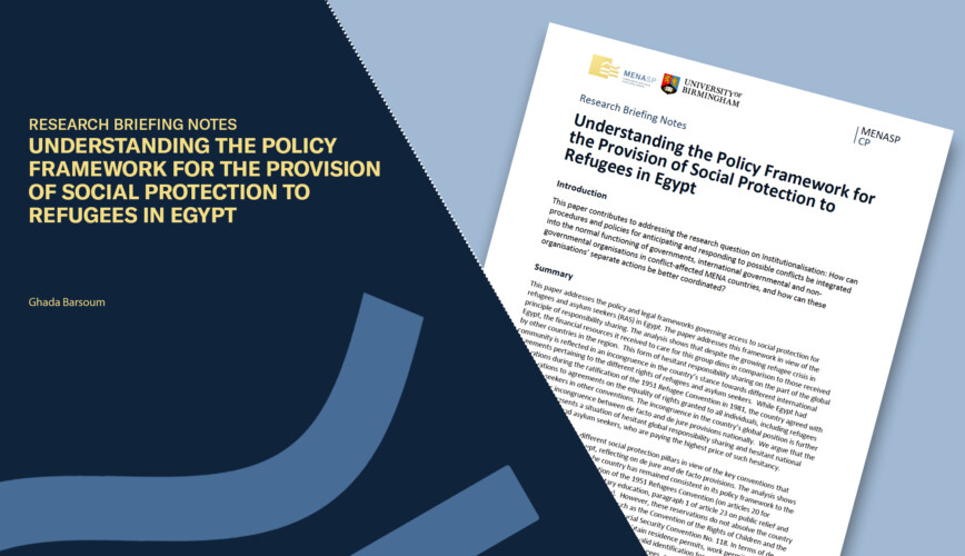 Understanding the Policy Framework for the Provision of Social Protection to Refugees in Egypt