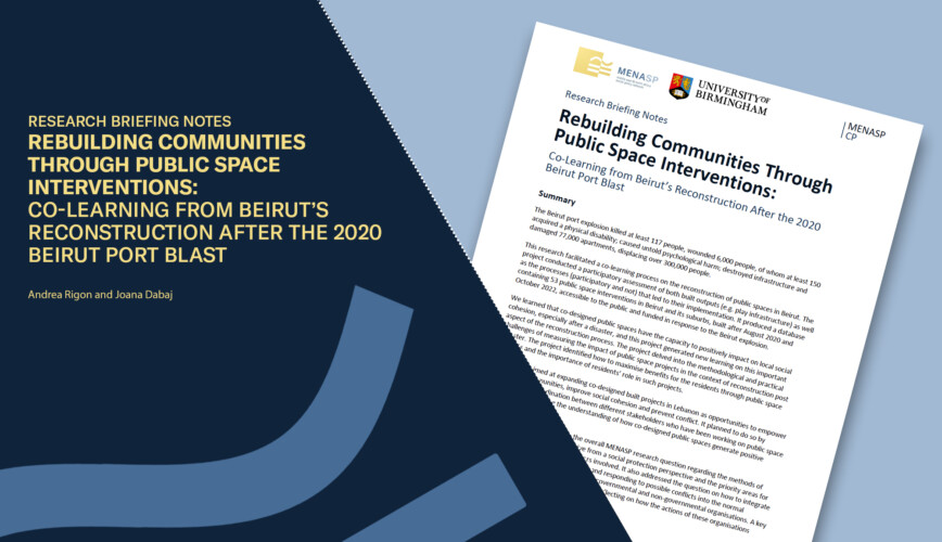 Rebuilding Communities Through Public Space Interventions:  Co-Learning from Beirut’s Reconstruction After the 2020 Beirut Port Blast