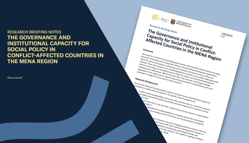 The Governance and Institutional Capacity for Social Policy in Conflict-Affected Countries in the MENA Region